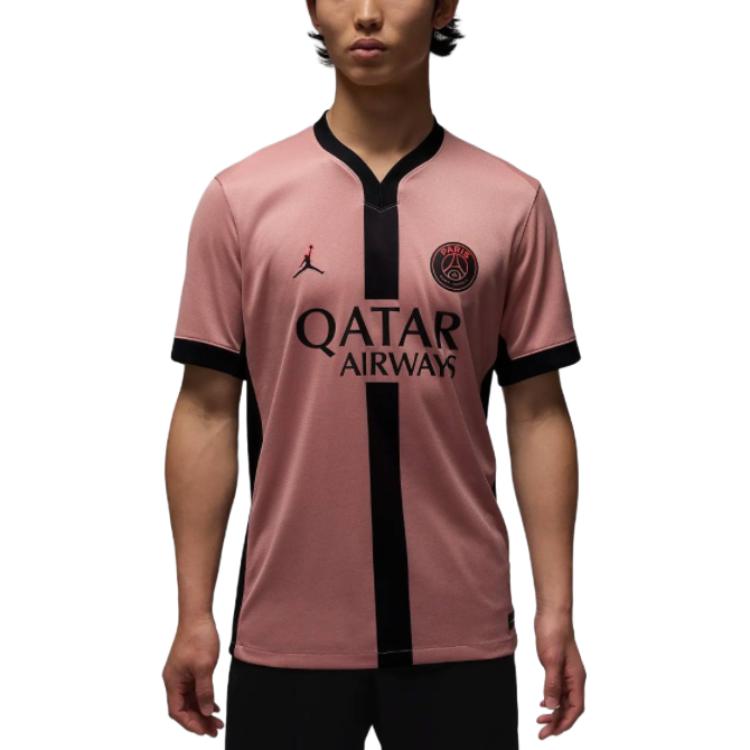 Jordan Dri-Fit PSG Short-Sleeve Soccer Jersey Rust Pink/Black Unisex Breathable FQ2024-686