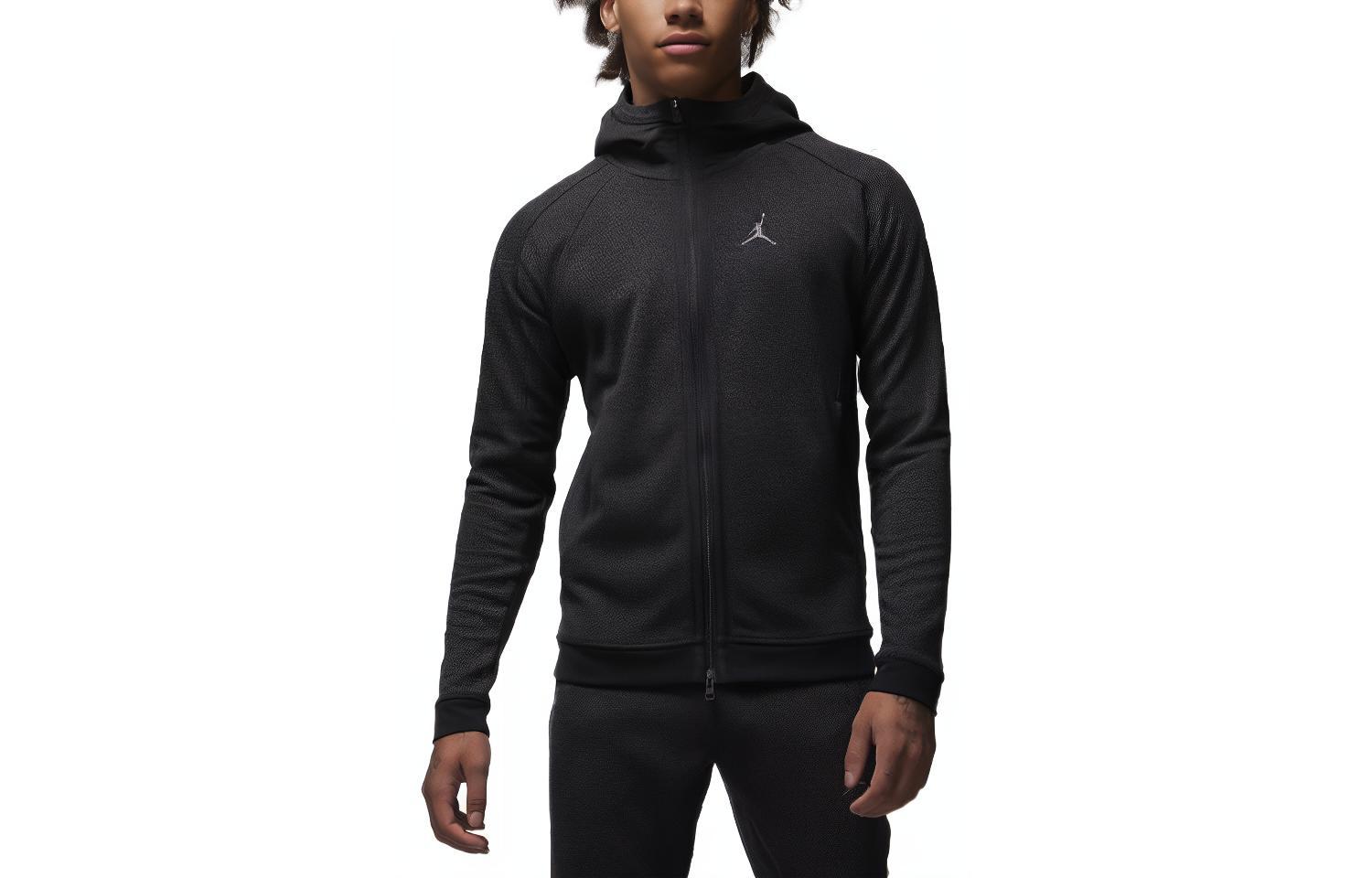 Jordan Dri-FIT Sport Full-Print Logo Zip-Up Hoodie Jacket Black FD8119-010
