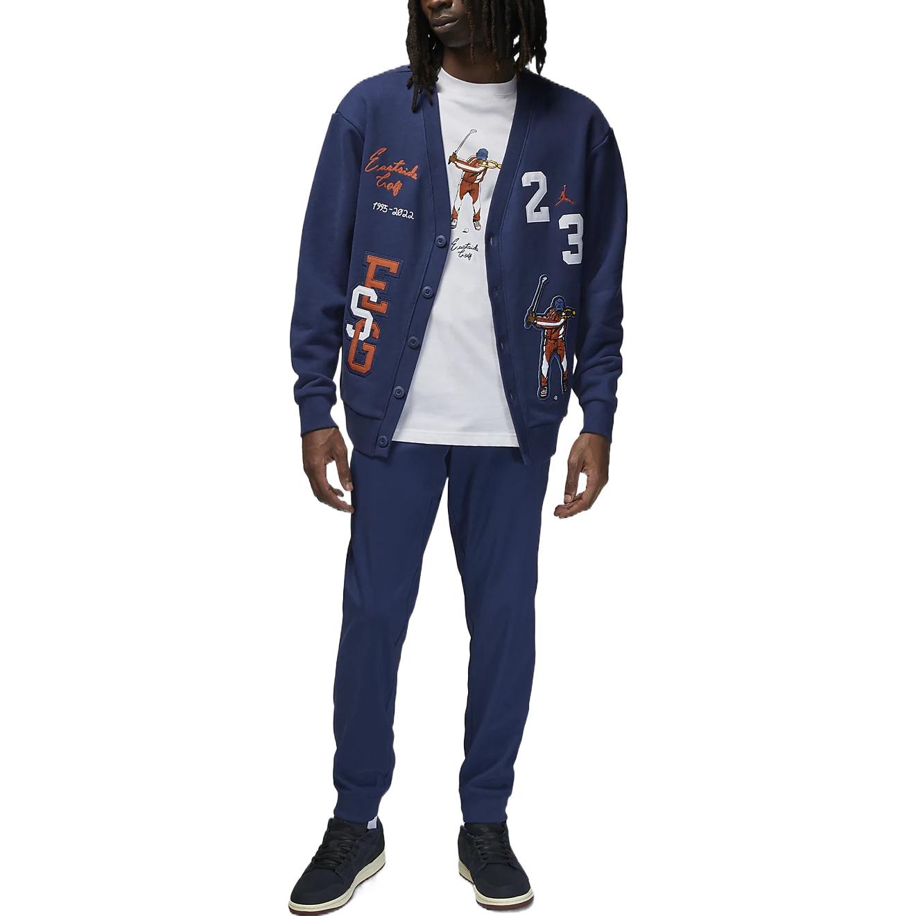 Lookbook Chaqueta de punto azul marino Jordan Eastside Golf con parche bordado y manga larga. DV5430-410