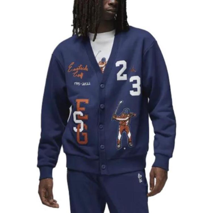 Purchase Chaqueta de punto azul marino Jordan Eastside Golf con parche bordado y manga larga. DV5430-410