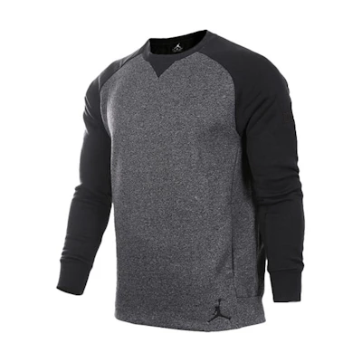 Jordan Embroidered Logo Colorblock Fleece Crewneck Sweatshirt Winter Black Men 834378-010
