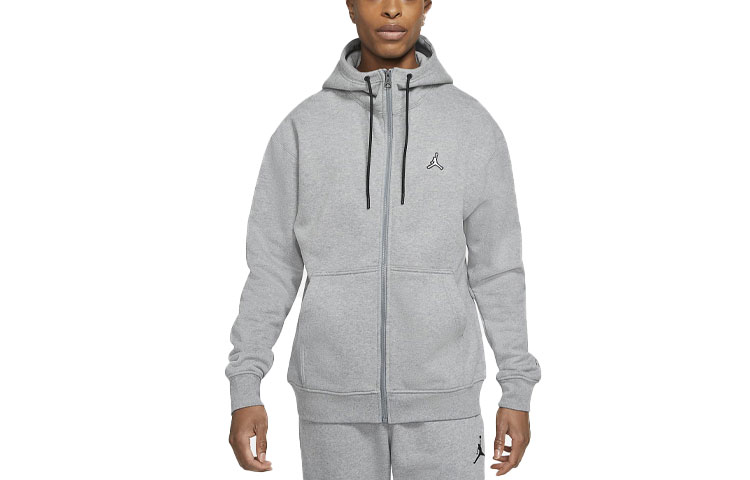Jordan Embroidered Logo Fleece Hoodie Jacket Winter Gray DA9811-091