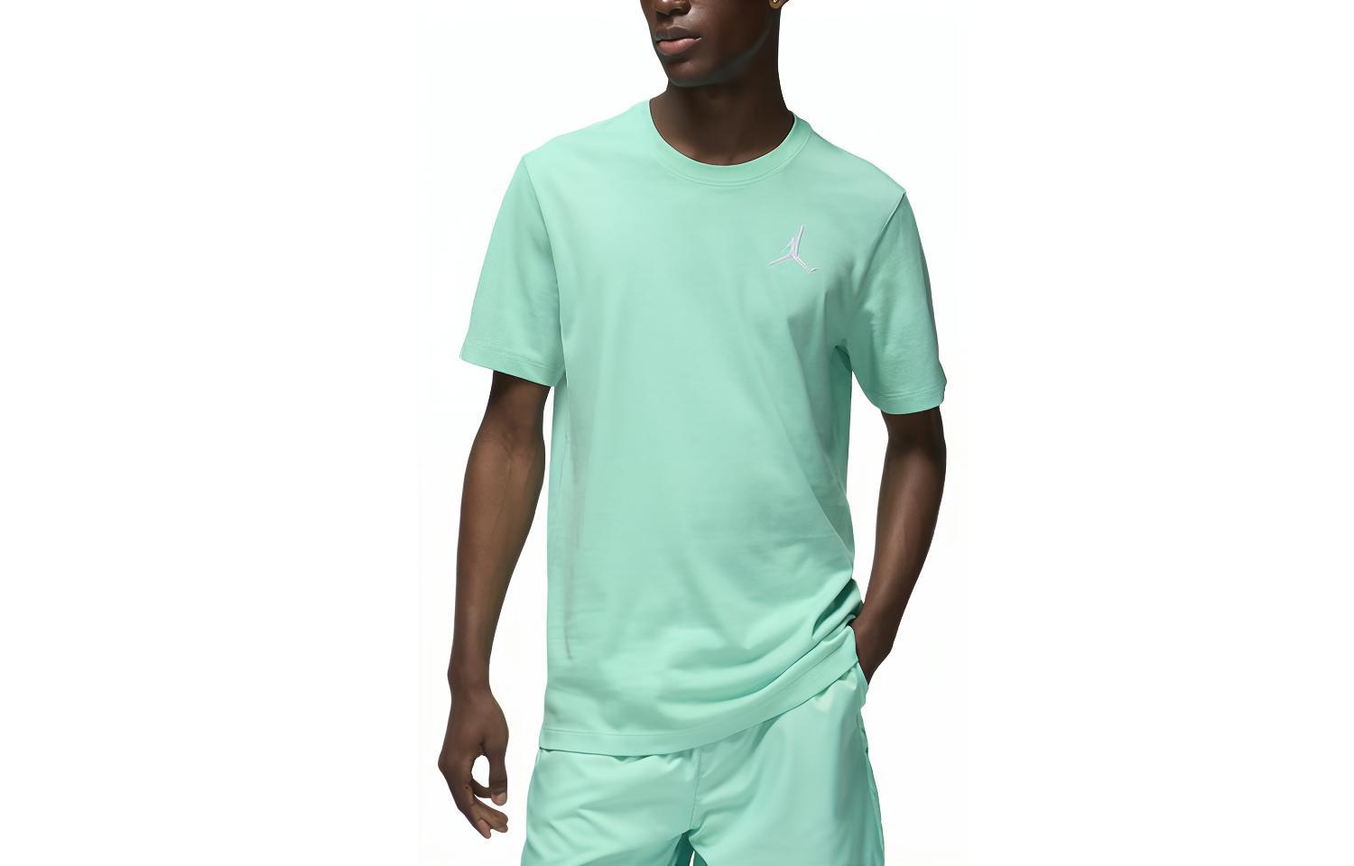Jordan Embroidered Logo Ribbed Crewneck T-Shirt Jade Green DC7485-349