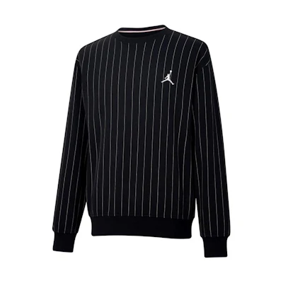 Jordan Embroidered Logo Striped Pullover Sweatshirt Black Casual Wear FN6355-010