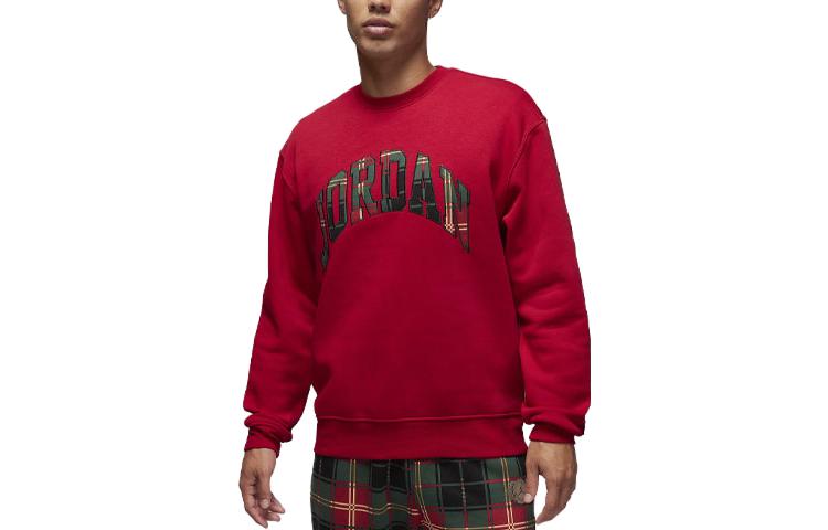 Jordan Essential Holiday Red Crewneck Sweatshirt Loose Fit Embroidered Logo DV1574-687