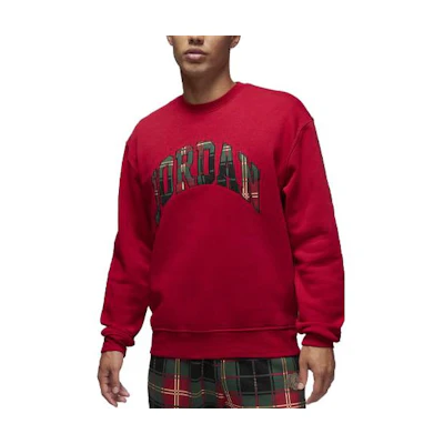 Jordan Essential Holiday Red Crewneck Sweatshirt Loose Fit Embroidered Logo DV1574-687