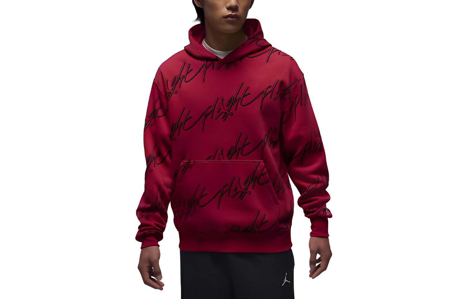 Jordan Essentials All-Over Print Logo Hoodie Red () FB7318-619