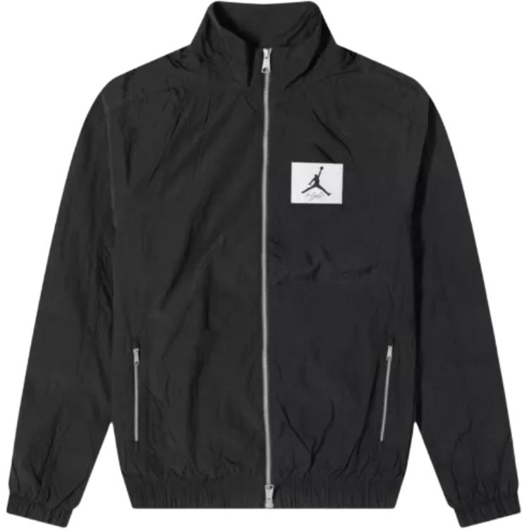 Jordan Essentials Black Logo Patch Stand Collar Jacket DQ7336-010