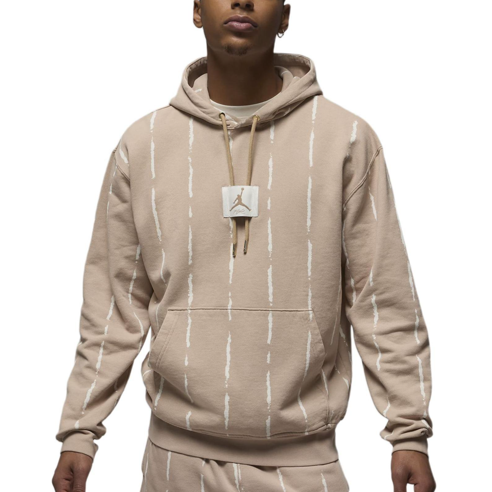 Jordan Essentials Brown Striped Relaxed Fit Hoodie for Men FZ2227-299