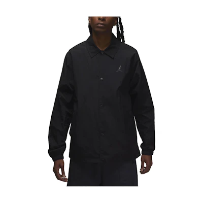 Jordan Essentials Coaches Jacket Black Single-Breasted Logo Print Long Sleeve FN4541-010