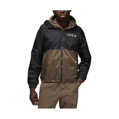 Jordan Essentials Colorblock Logo Printed Hoodie Jacket Black/Brown Men’s DV7650-485