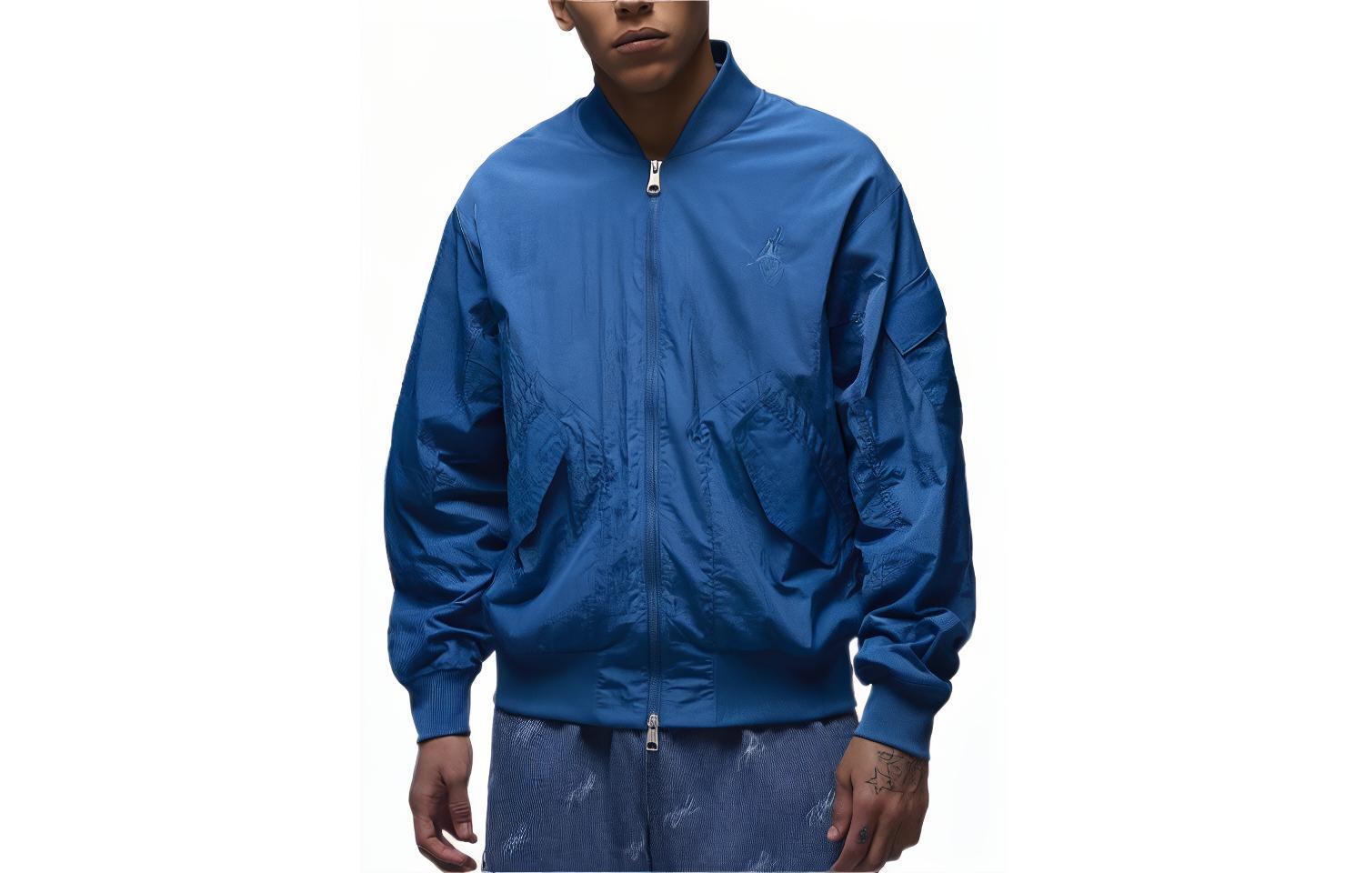 Jordan Essentials Embroidered Logo Casual Jacket Industrial Blue Unisex FN4623-457