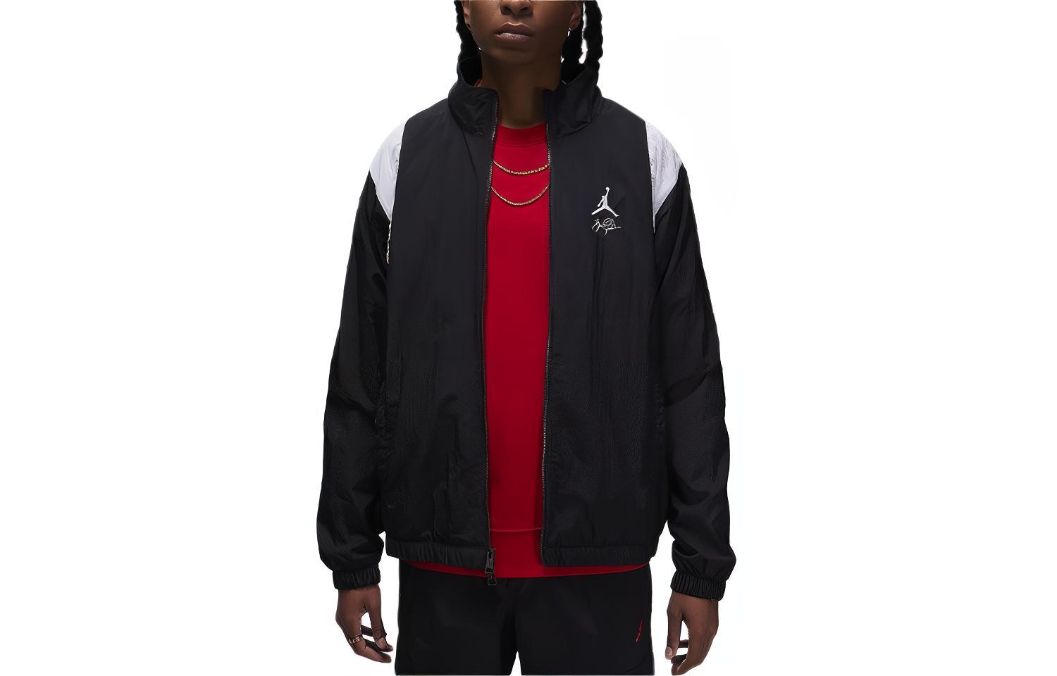 Jordan Essentials Embroidered Logo Colorblock Jacket Black FN4621-010