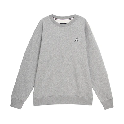 Jordan Essentials Embroidered Logo Crewneck Pullover Sweatshirt Grey () DQ7521-091