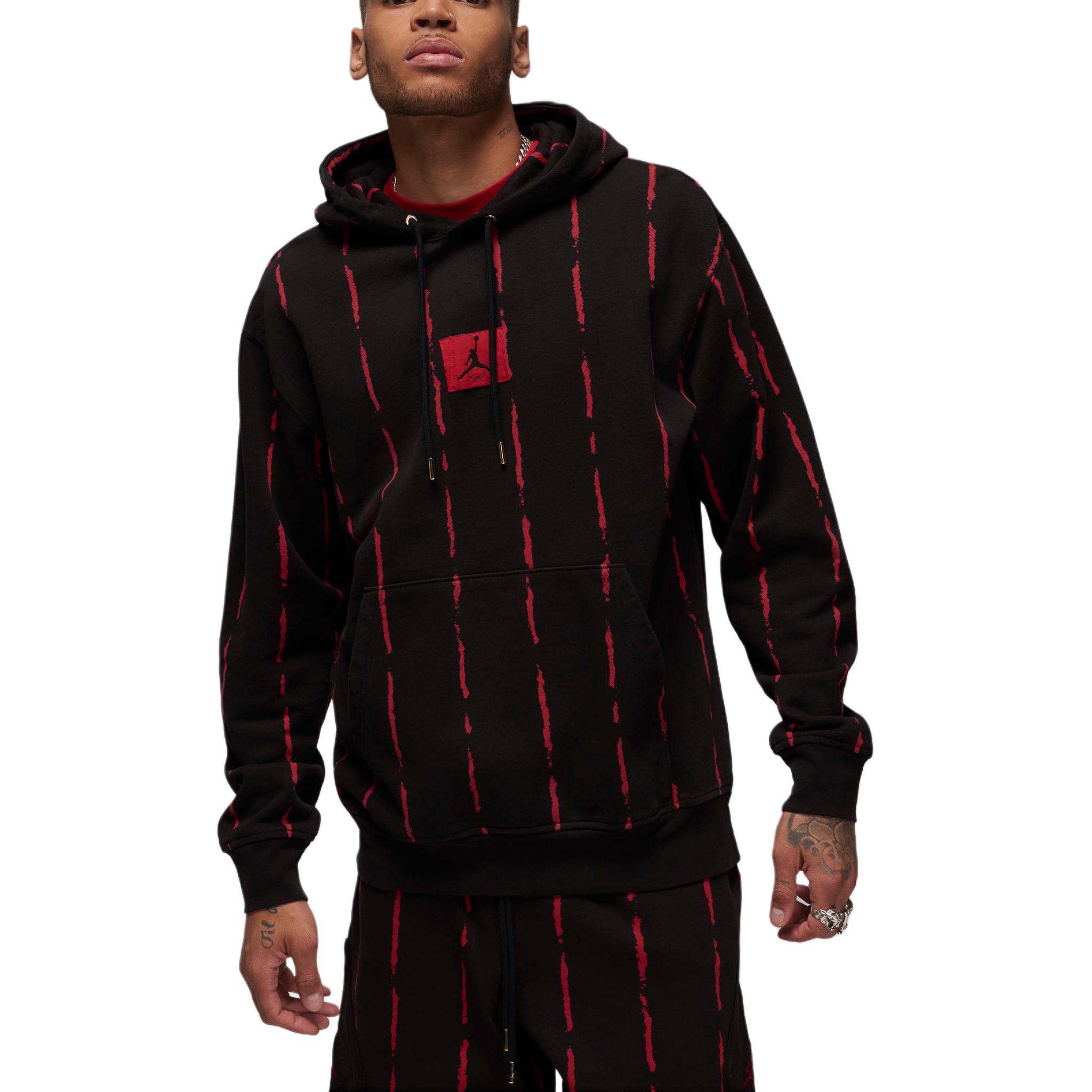 Jordan Essentials Fleece 'Heroes' Pullover Hoodie Black/Gym Red FZ2227-010