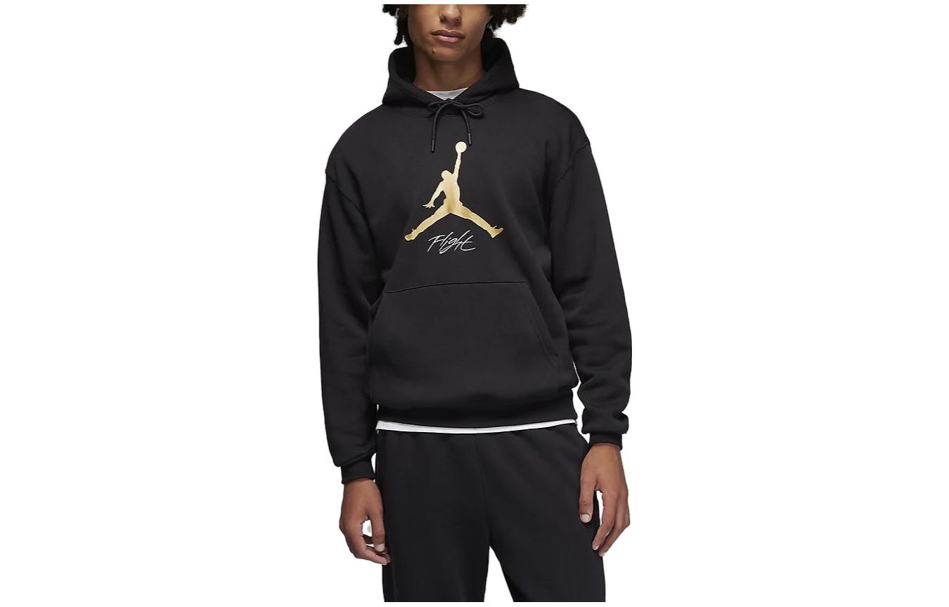 Jordan Essentials Fleece Hoodie Logo Black Long-Sleeve Casual Sweatshirt FD7545-011