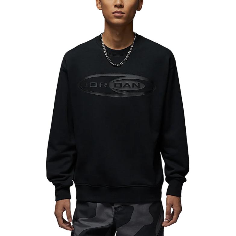 Jordan Essentials FW24 Black Crewneck Sweatshirt with Graphic Lettering HV9284-010