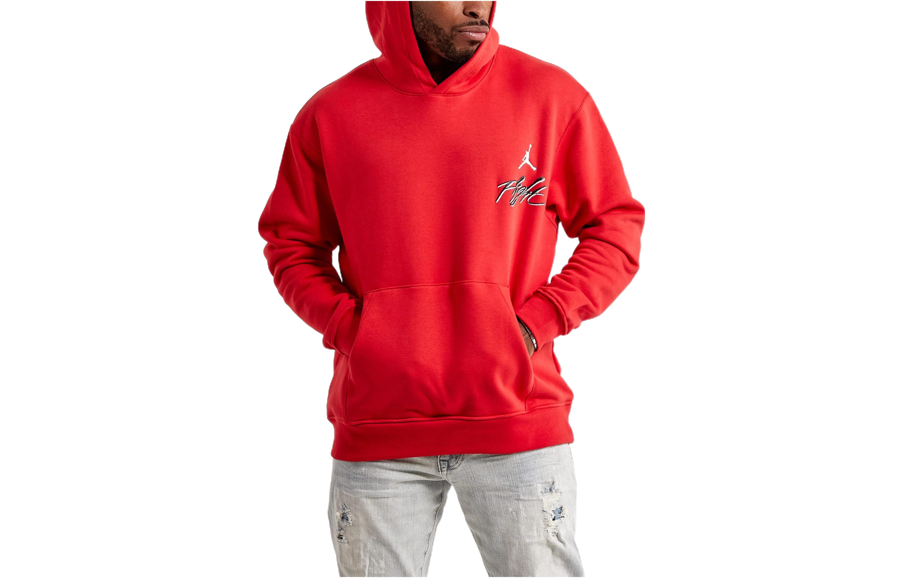 Jordan Essentials Graphic Logo Pullover Hoodie Red - DQ7505-612