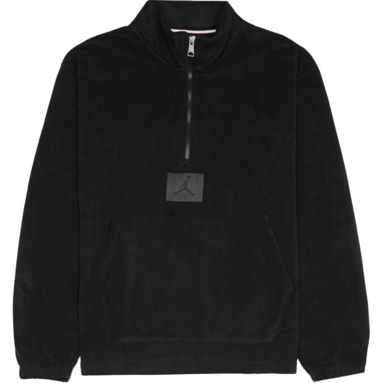 Jordan Essentials Half-Zip Fleece Retro Sweatshirt Black Mens FD7863-010
