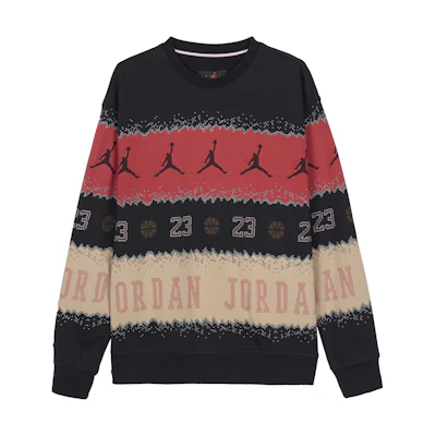 Jordan Essentials Holiday Logo Fleece Crewneck Sweatshirt Red/Black Mens FD7464-687