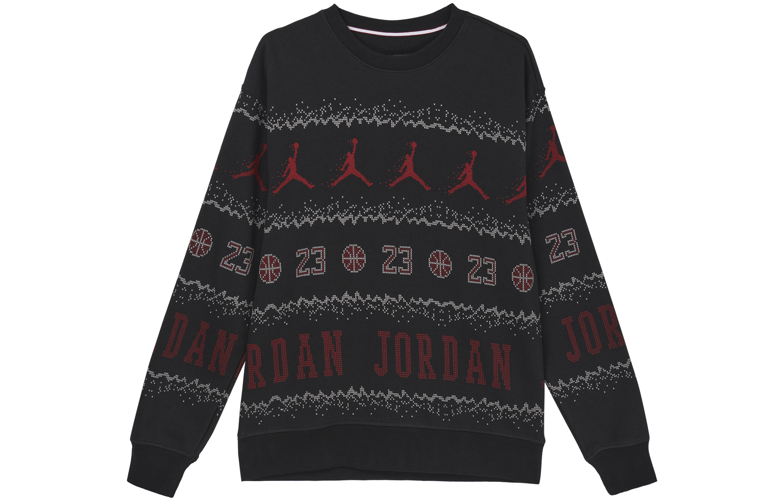 Jordan Essentials Holiday Logo Fleece Crewneck Sweatshirt Black FD7464-010
