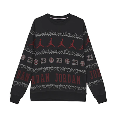 Jordan Essentials Holiday Logo Fleece Crewneck Sweatshirt Black FD7464-010