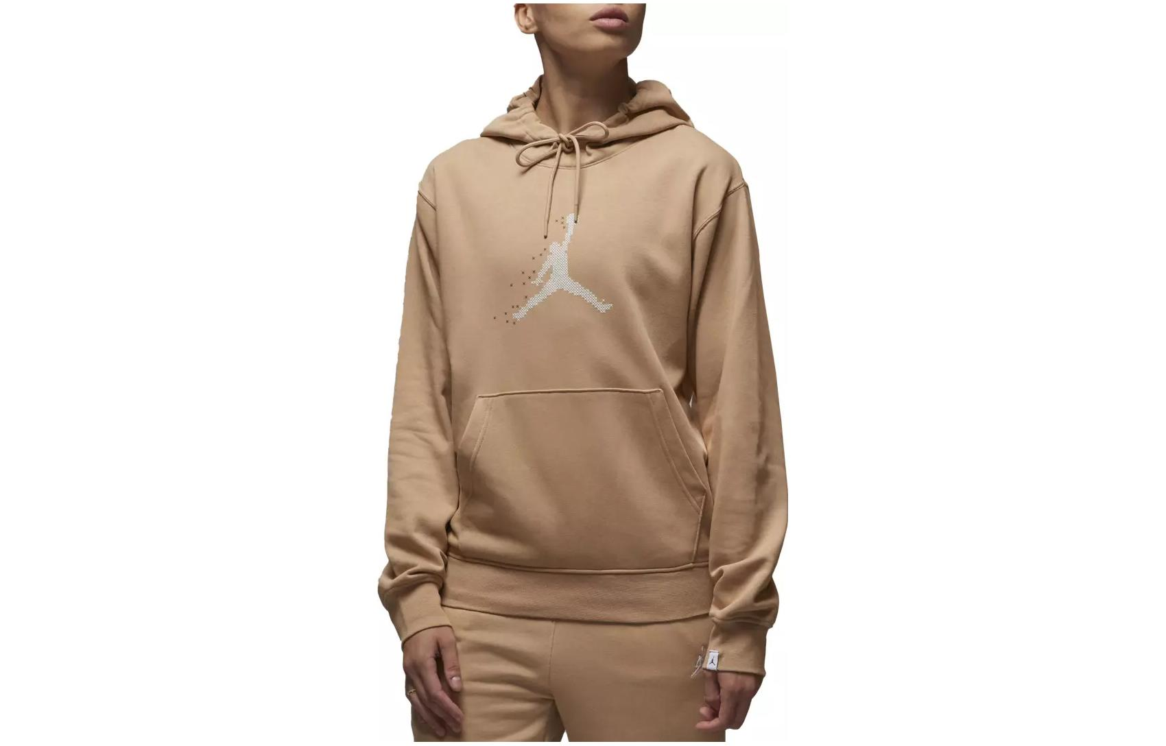 Jordan Essentials Holiday Sequin Letter Hoodie Pullover Beige Unisex FD7465-200