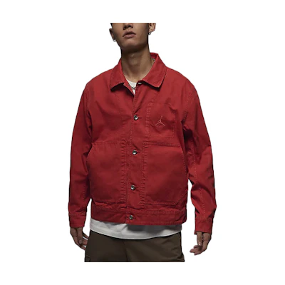 Jordan Essentials Lobster Red Polo Collar Button-Up Shirt Jacket () FN4528-604