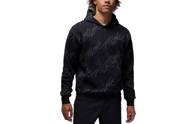 Jordan Essentials Logo All-Over Print Hoodie Black () FB7318-010