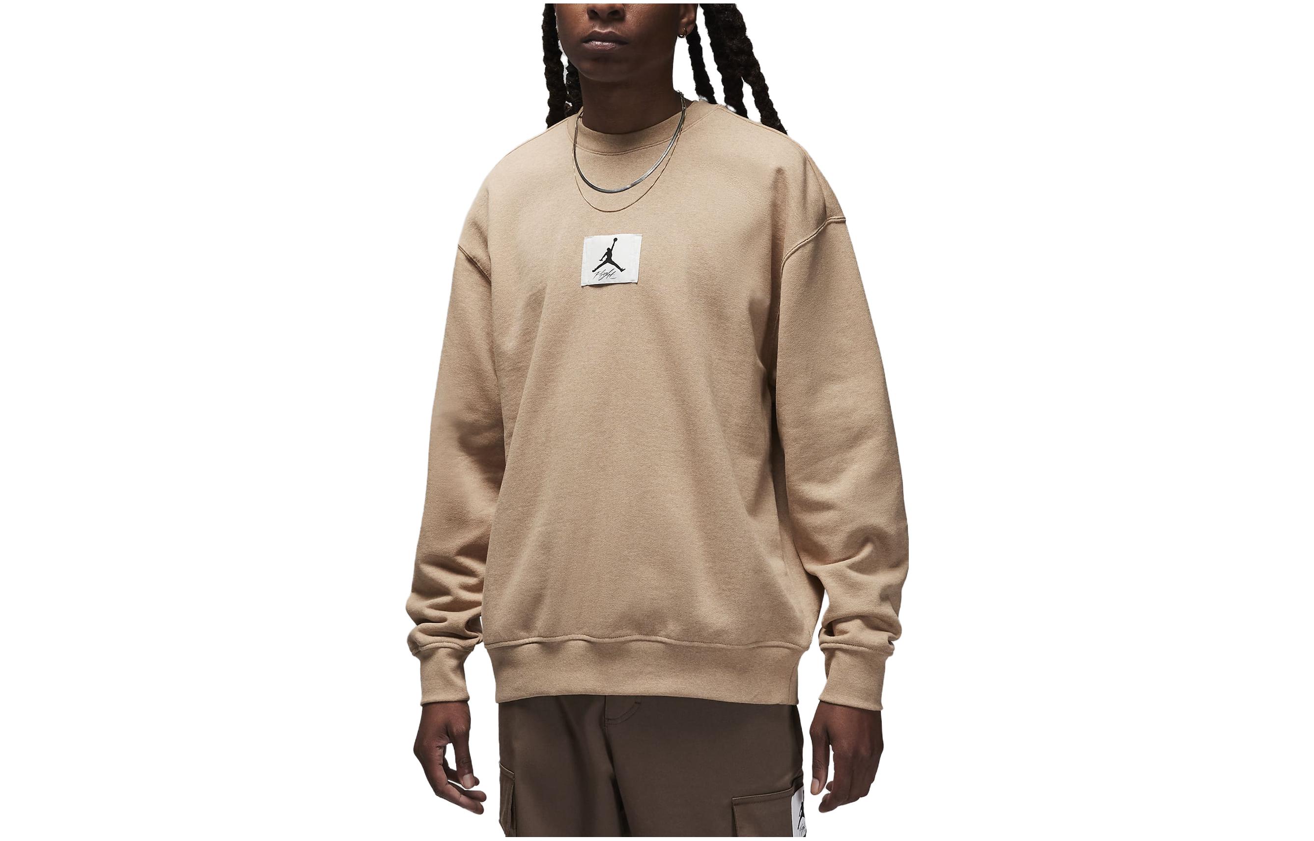 Jordan Essentials Logo Embroidered Comfort Crewneck Sweatshirt Khaki () FB6932-201