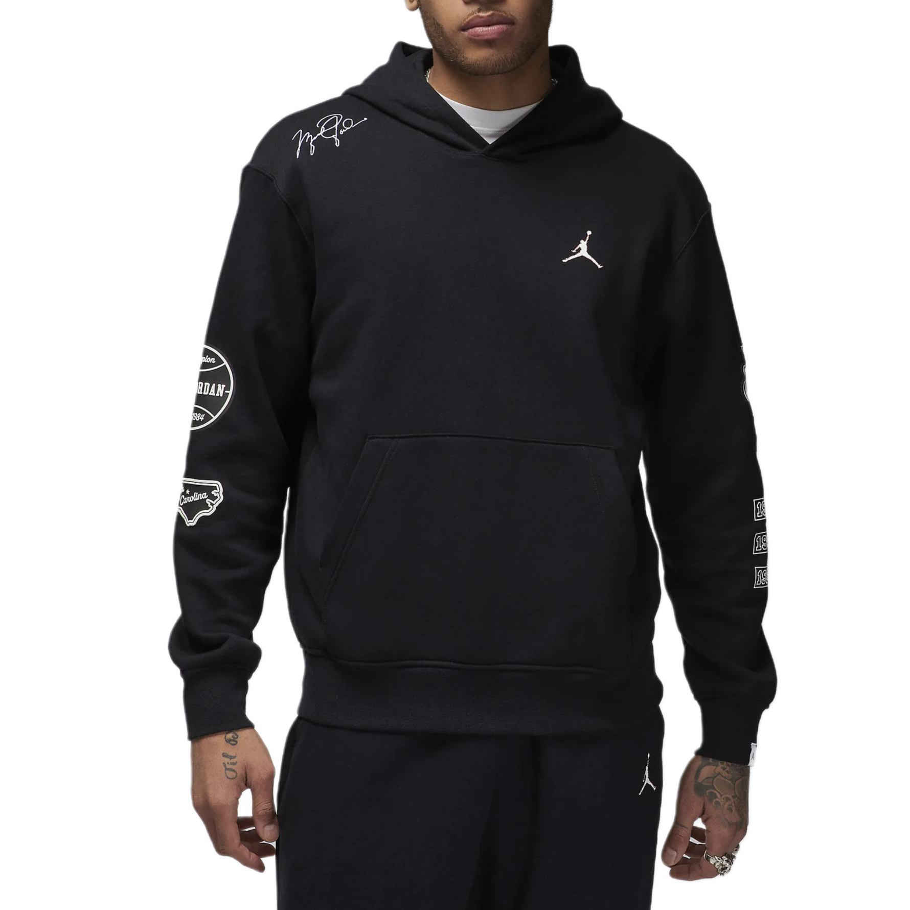 Jordan Essentials Logo Graphic Print Hoodie Black Male FN4618-010