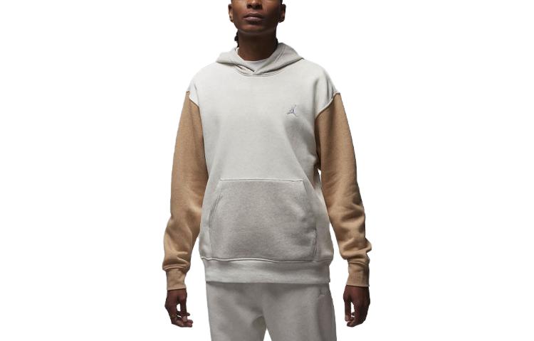 Jordan Essentials Logo Patchwork Color-Block Hoodie Light Grey FJ7774-133