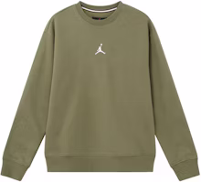 Jordan Essentials Logo Print Olive Green Fleece Pullover Crewneck Sweatshirt Men FV8451-222 Jordan Essentials Logo Print Olive Green Fleece Pullover Crewneck Sweatshirt Men FV8451-222