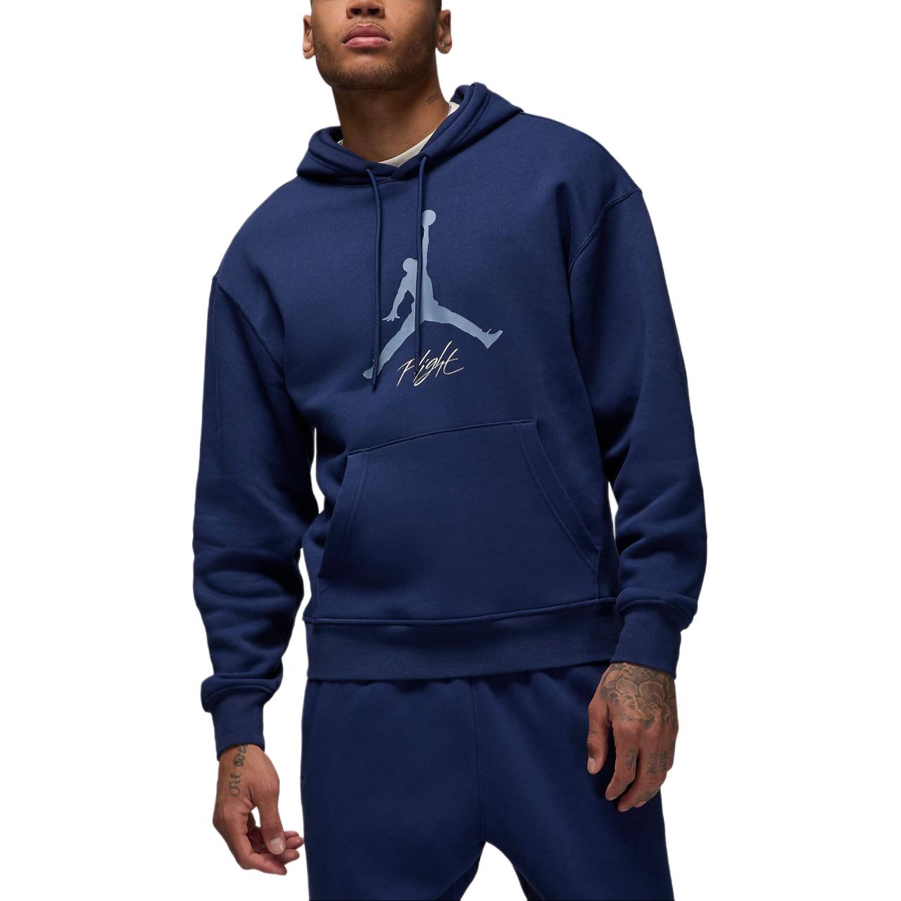 Jordan Essentials Logo Pullover Fleece Hoodie Deep Blue FD7545-410