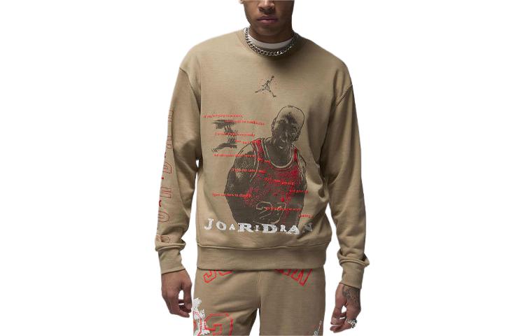 Jordan Essentials Loopback Fleece Crew Sweatshirt Graphic Khaki HF4544-247