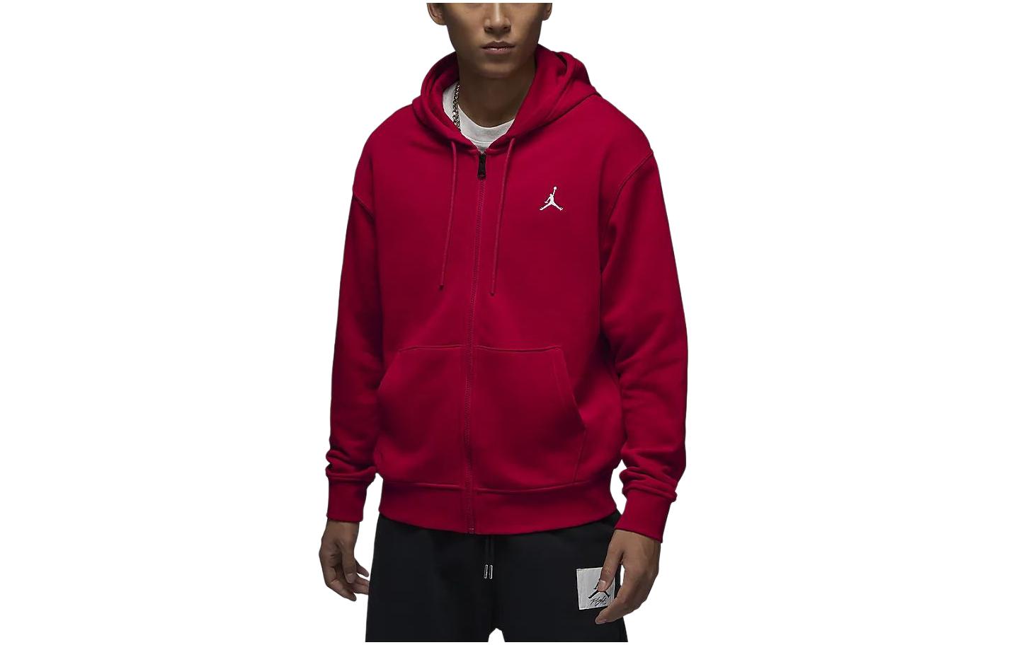 Jordan Essentials Red Full-Zip Hoodie Jacket Casual Long Sleeve Sweatshirt FQ1867-687