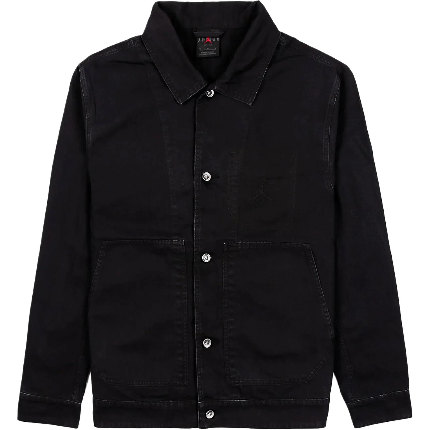 Jordan Essentials Solid Logo Button-Up Jacket Black Casual Wear FN4527-010
