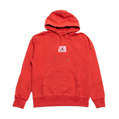 Jordan Essentials Washed Red Pullover Hoodie with Embroidered Logo Fleece FB7290-604