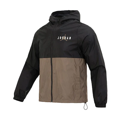 Jordan Essentials Woven Jacket Logo Print Colorblock Hooded Brown Black DV7651-010