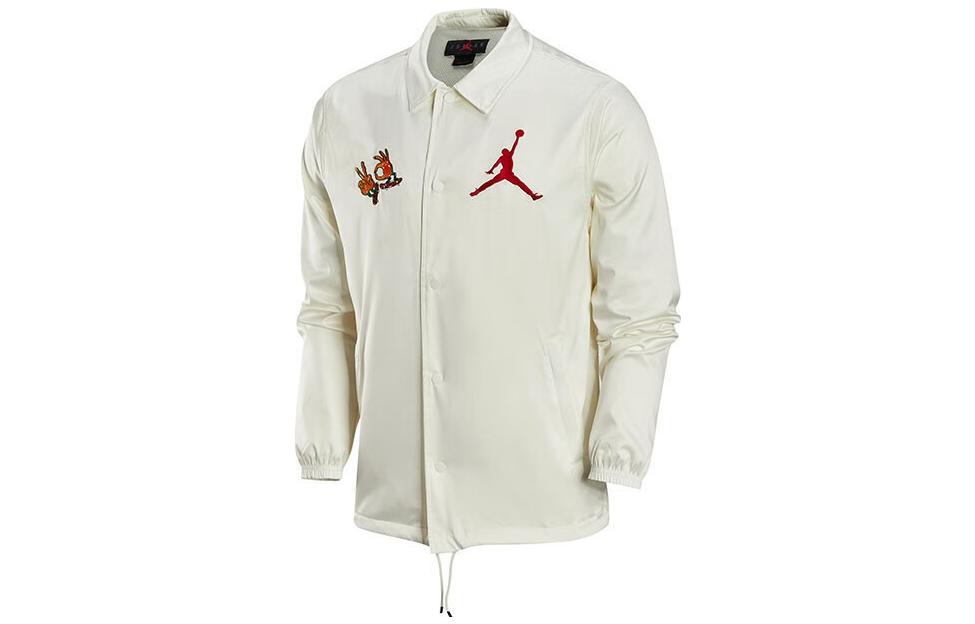 Jordan Flame Embroidered Loose Fit Long Sleeve Jacket White -  FJ7709-133