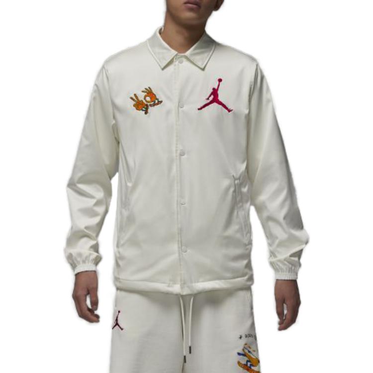 Jordan Flame Embroidered Loose Fit Long Sleeve Jacket White -  FJ7709-133 圖 3