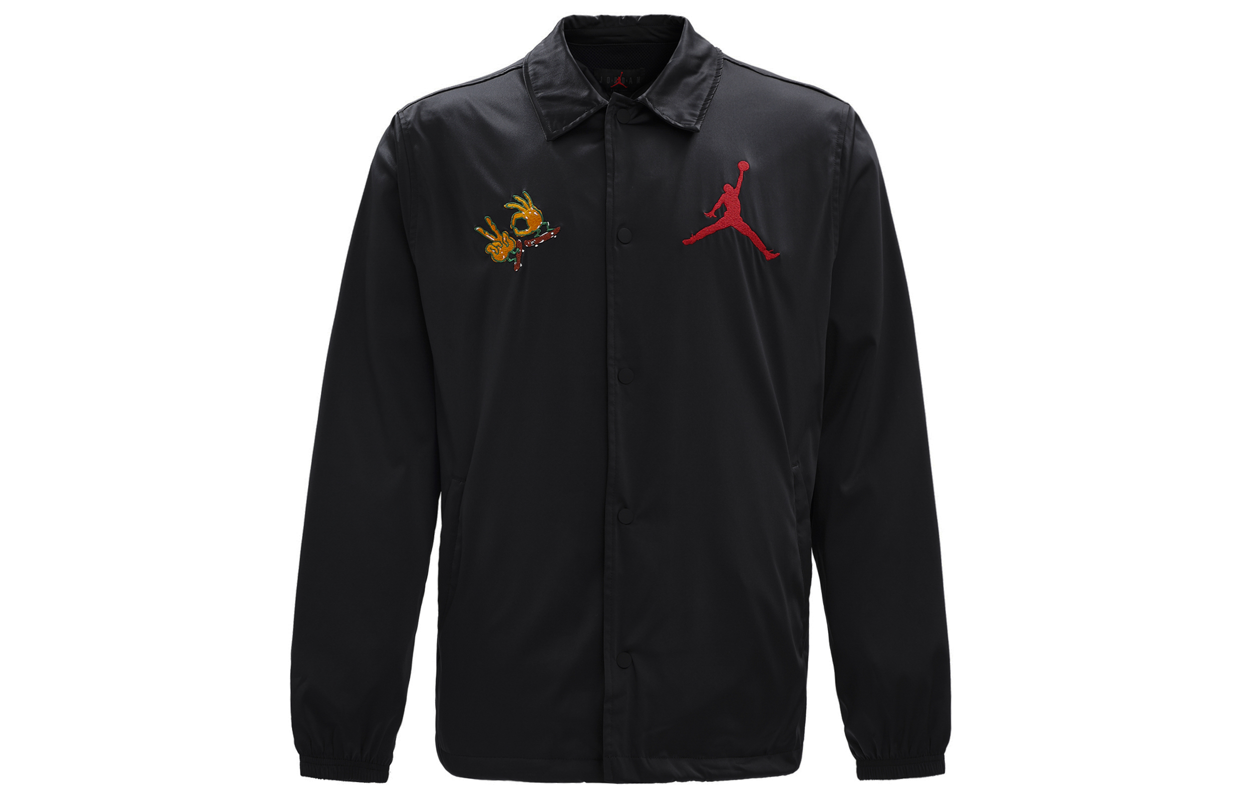 Jordan Flame Embroidered Loose Shirt Jacket Black Long Sleeve FJ7709-010