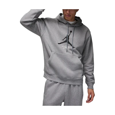 Jordan Fleece Hoodie Logo Print Carbon Grey Warm Casual Pullover FD7545-091