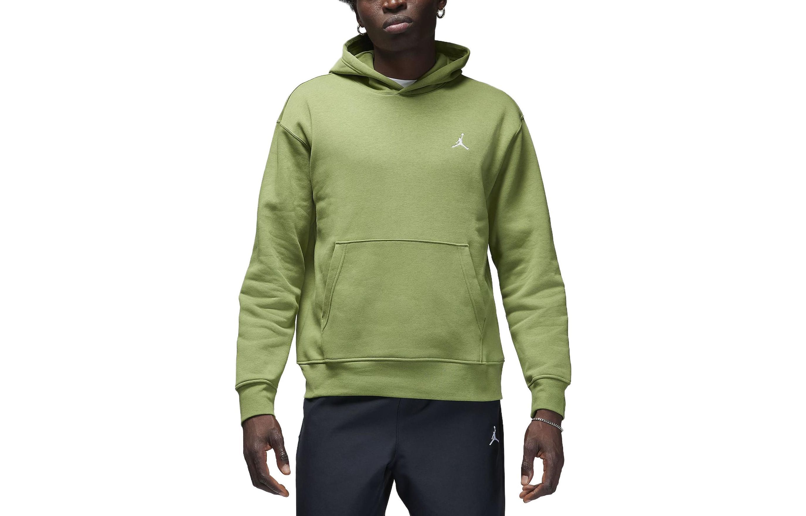 Jordan Fleece Logo Print Green Hoodie Long Sleeve Sweatshirt FJ7774-340