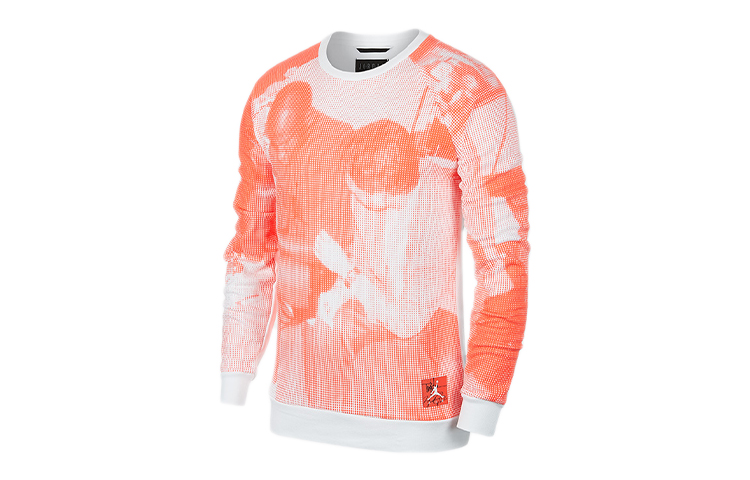 Jordan Fleece Print Crewneck Sweatshirt Orange BQ1384-100