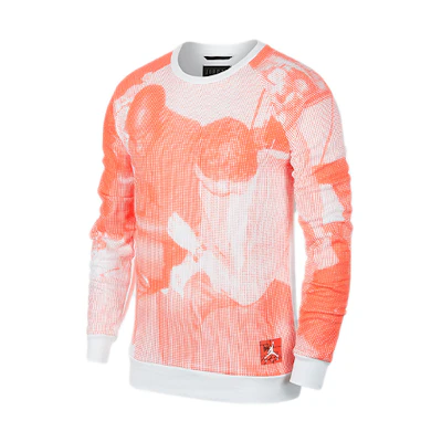 Jordan Fleece Print Crewneck Sweatshirt Orange BQ1384-100
