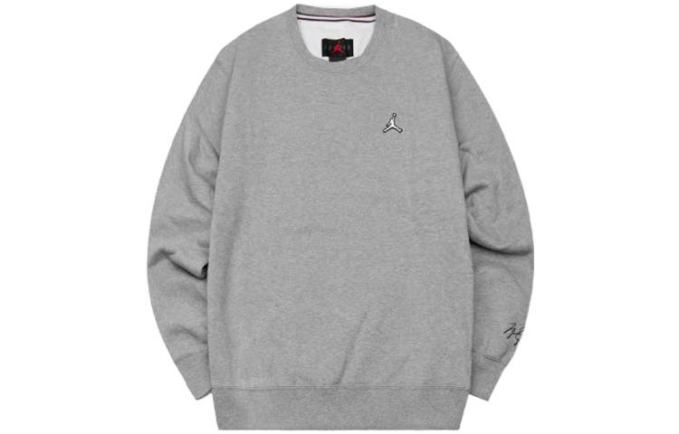 Jordan Fleece Pullover Sweatshirt Winter Grey Casual Embroidered Top DN7957-091