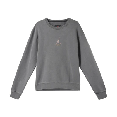Jordan Flight Heritage Fleece Crew Sweatshirt Embroidered Logo Dark Grey DO2308-010