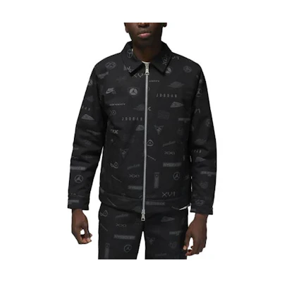 Jordan Flight Heritage Full-Print Zip Jacket Black Casual Outerwear DV7563-010