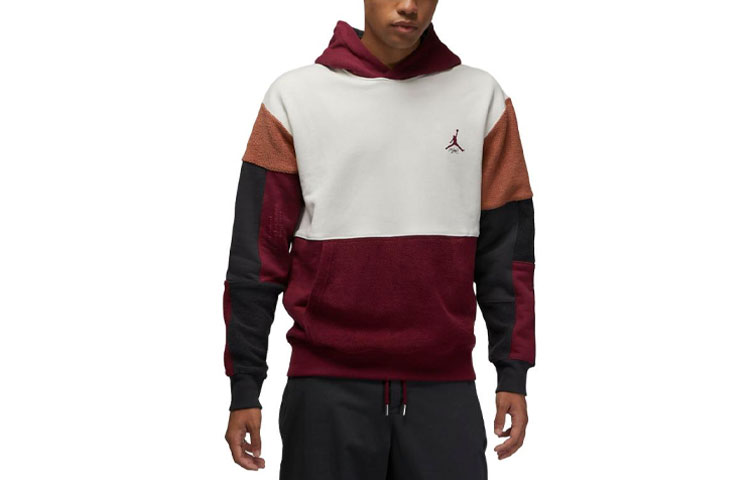 Jordan Flight Heritage Oversized Hoodie with Colorblock Logo Maroon DV1595-133